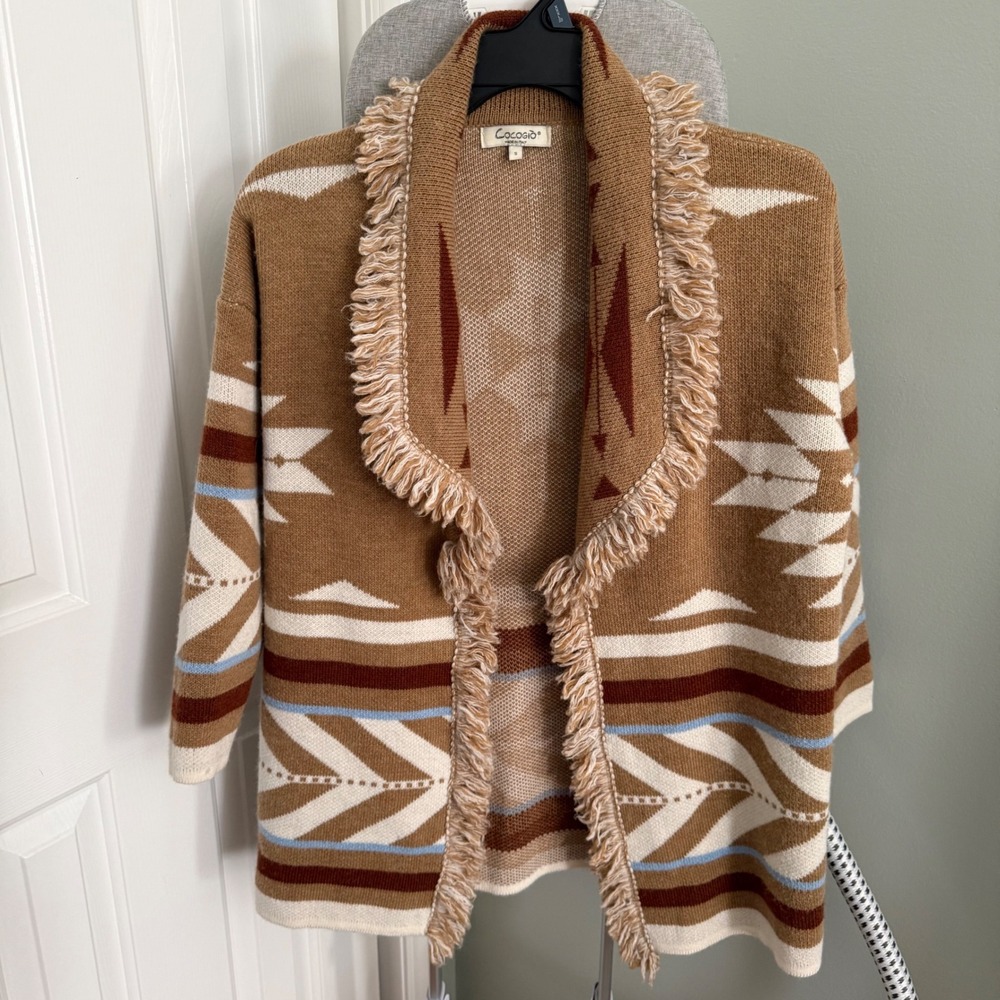 CocoGio Made Italy Wool Blend Cardigan S Southwestern Boho Ranch Cowgirl